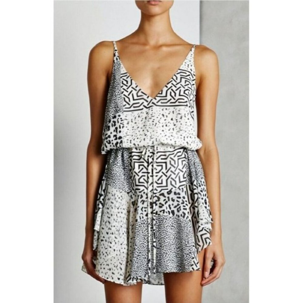 SHONA JOY dress sleeveless mini drawstring geometric strappy